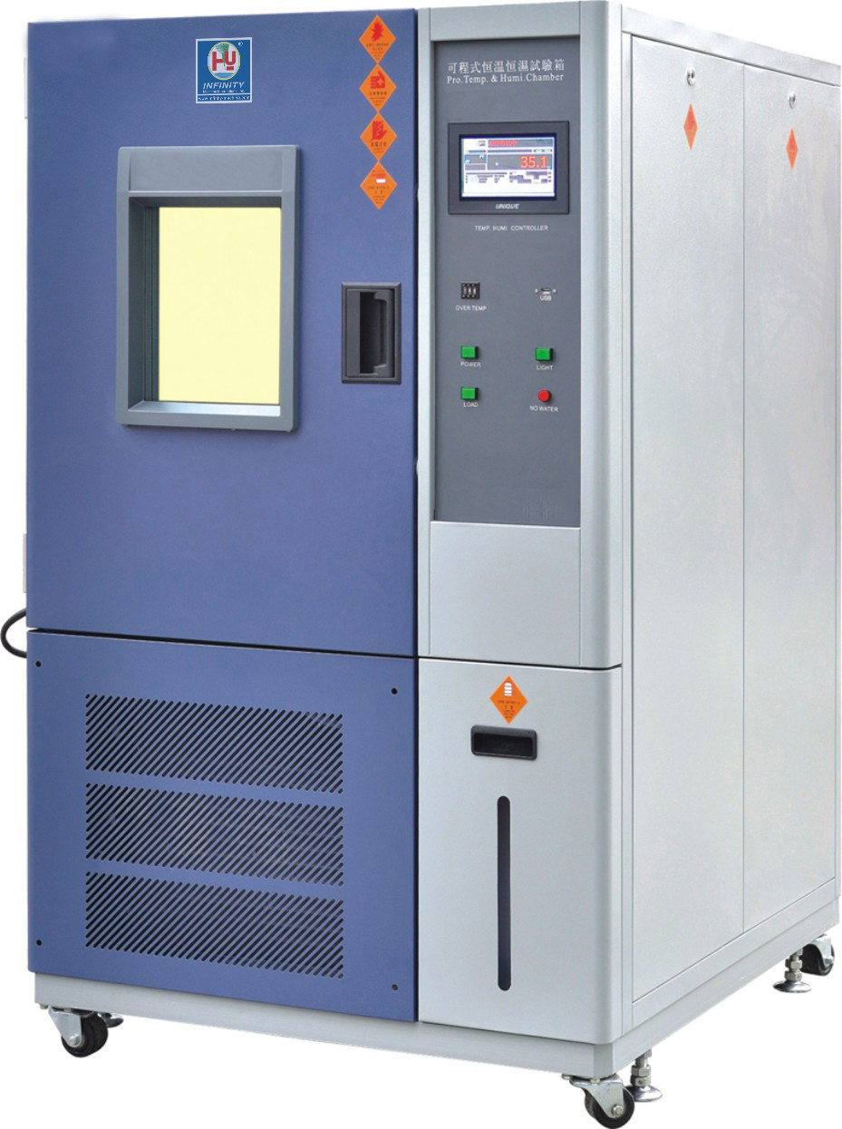 100L Çevre Deneme Odası Sıcaklık Nem testi için IEC68-2-2 20% RH 98% RH Gri Mavi