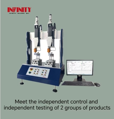 Çifte istasyonlu salınım kuvveti test makinesi ±0.3% kuvvet değeri doğruluğu ve 0.1-1200mm/min test hızı ile