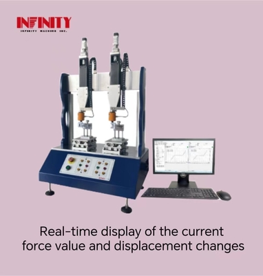 105 Kg Çift istasyonlu salınım kuvveti test makinesi 0.1-1200mm/min Test Hızı ±0.05mm Yer değiştirme doğruluğu