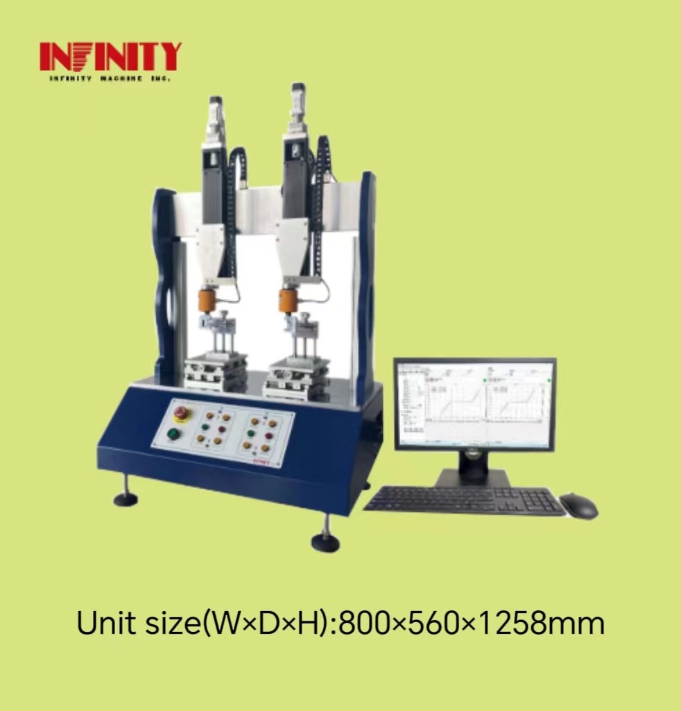 105 Kg Çift istasyonlu salınım kuvveti test makinesi 0.1-1200mm/min Test Hızı ±0.05mm Yer değiştirme doğruluğu